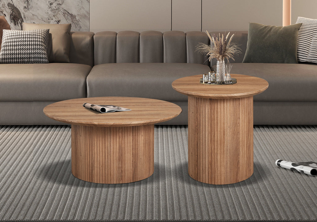 Rousseau Lagos Salontafel – MDF – Decor Oude Eik – Ø50 x H46 cm